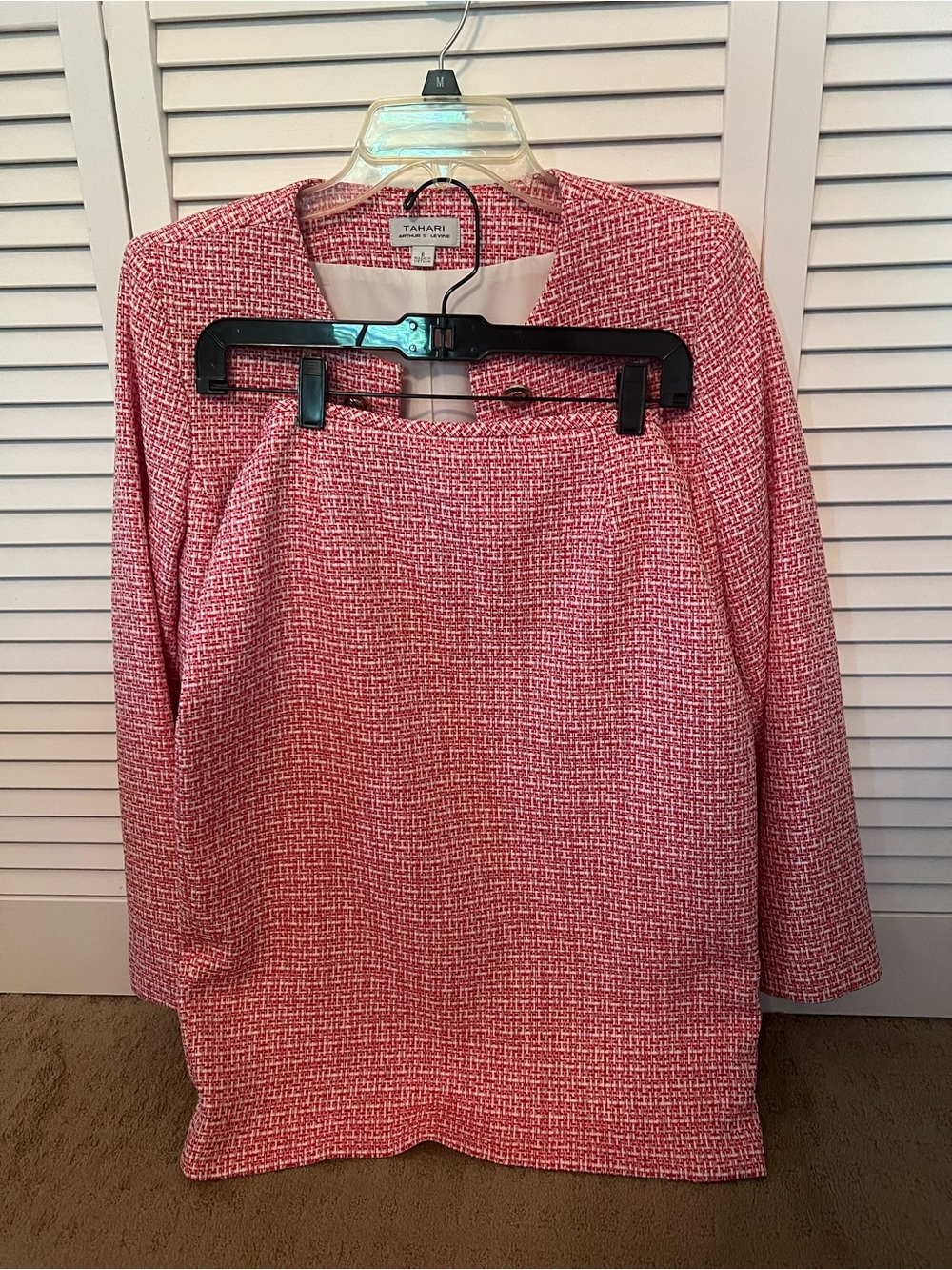 Tahari Pink Tweed Blazer and Skirt Set